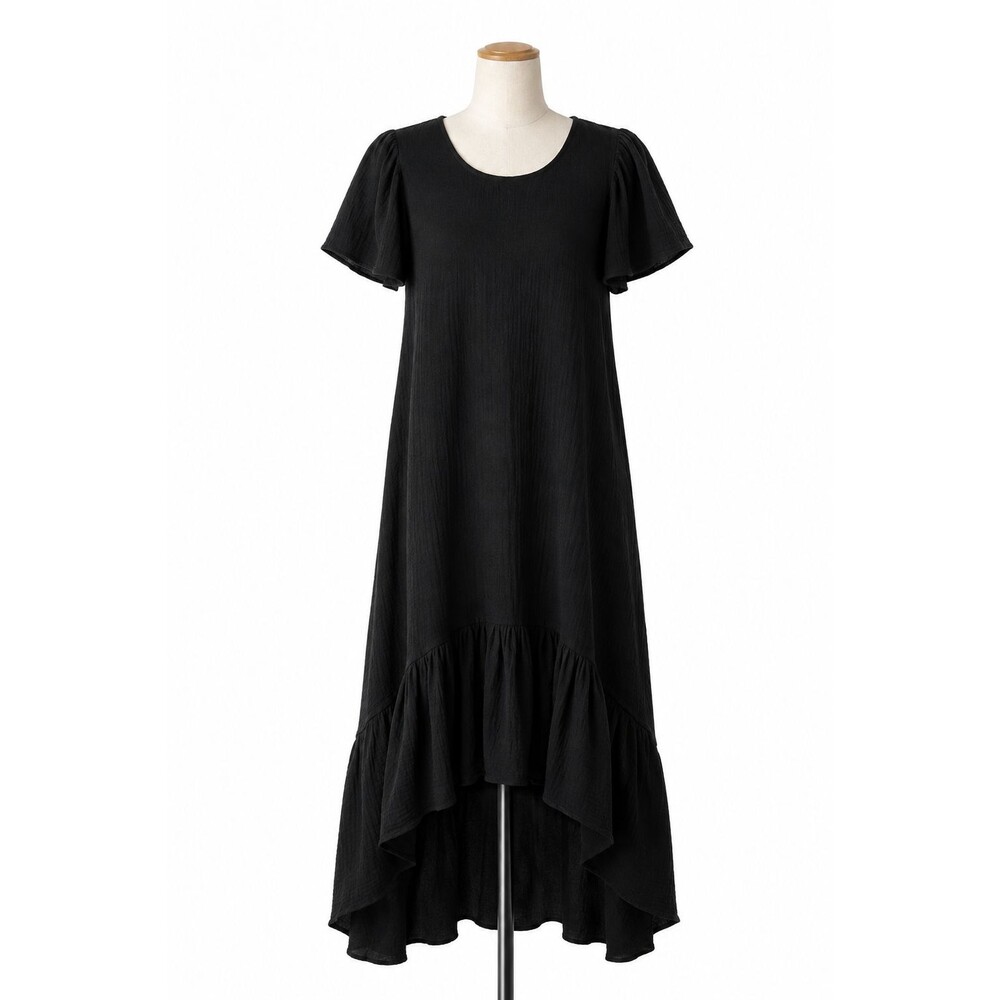 Farmhouse Frocks Dress Size Small Black Ruffle High Low Hem Amish Seamstress